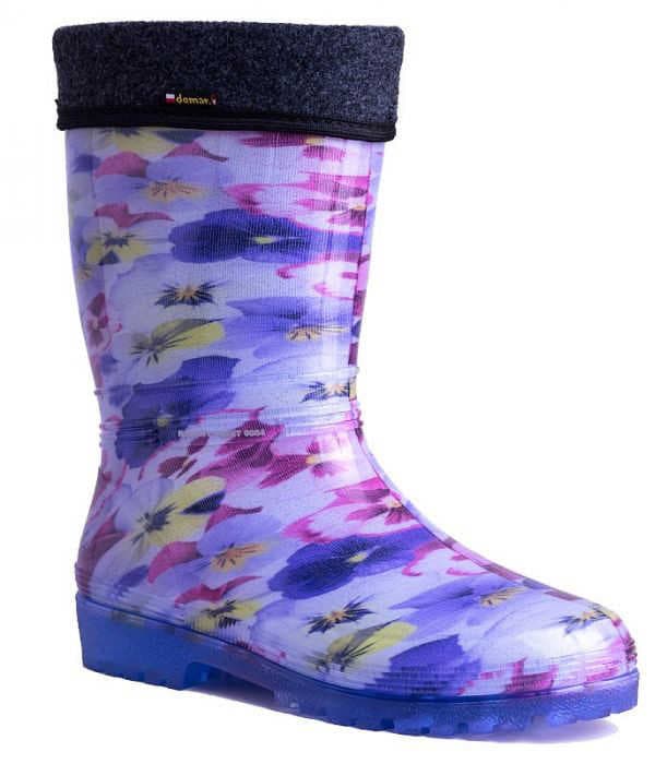 Demar Dámské zateplené holinky RAINNY LUX PRINT 0546 D fialka 37-38