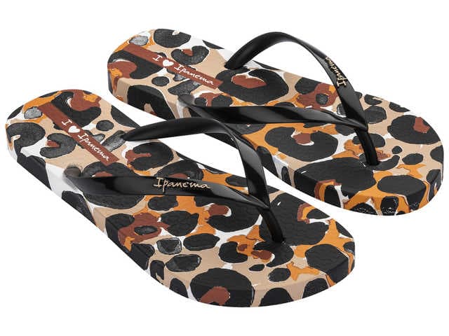 Ipanema Animale Print II 83306-AJ134 Dámské žabky černo / oranžové
