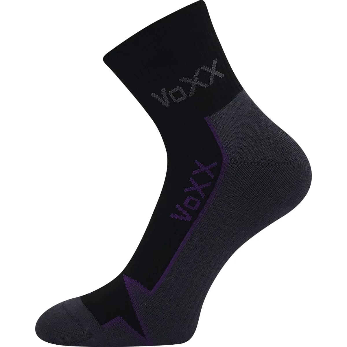 VOXX Ponožky bavlněné sportovní LOCATOR B černé s fialovou