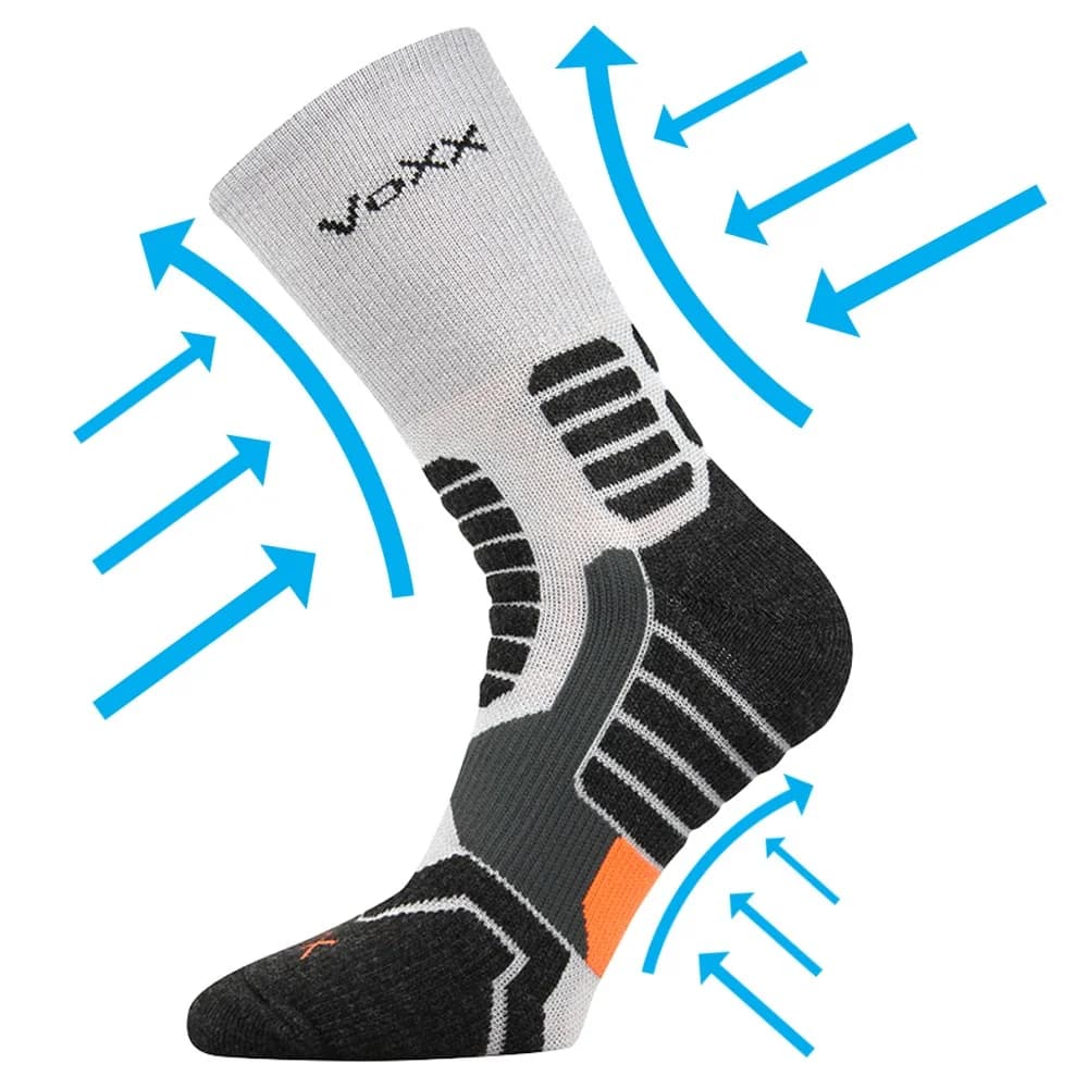 VOXX Ponožky kompresní sportovní RONIN s ionty stříbra SVĚTLE ŠEDÉ