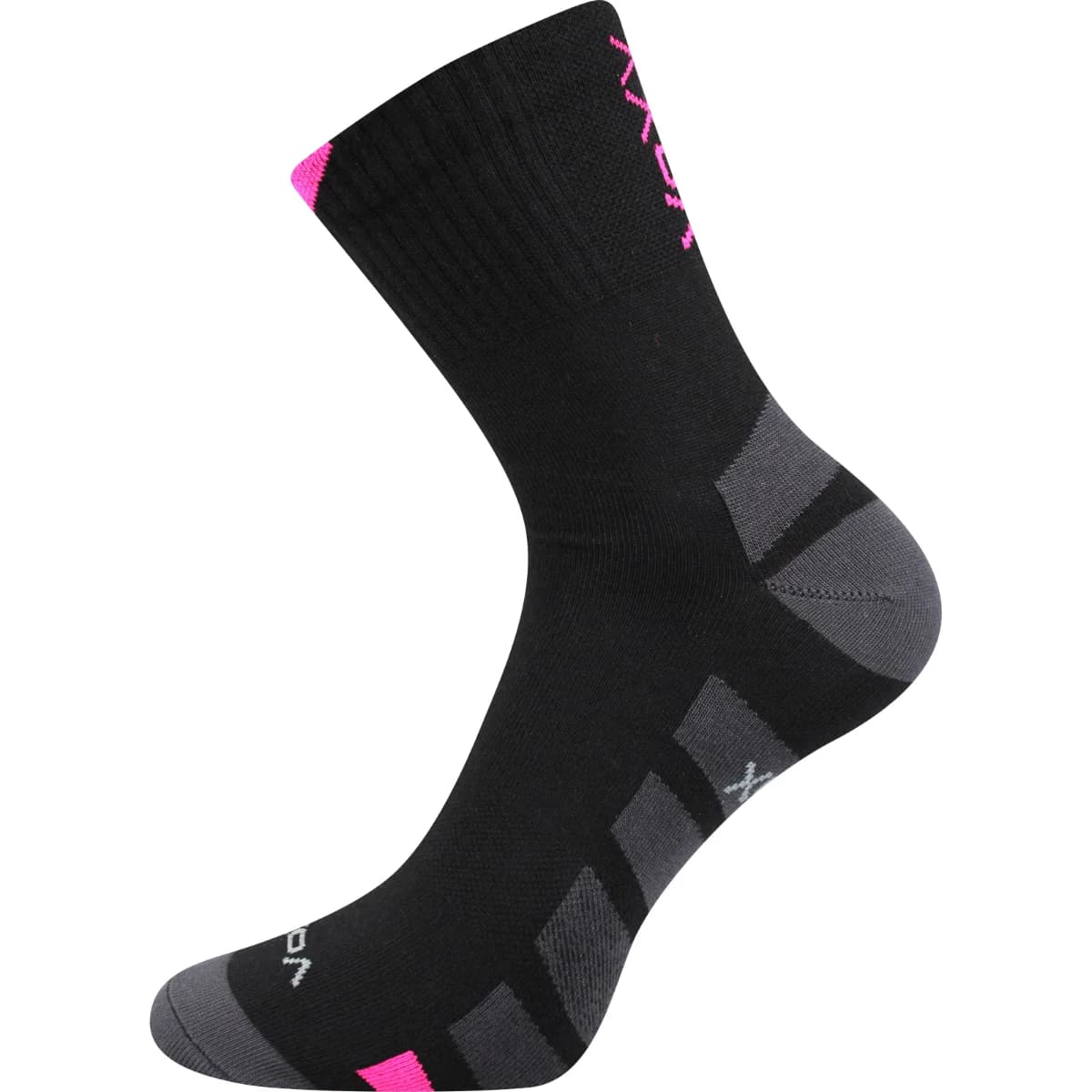 VOXX Ponožky slabé GASTL se stříbrem ČERNÉ S NEON RŮŽOVOU (3 páry)