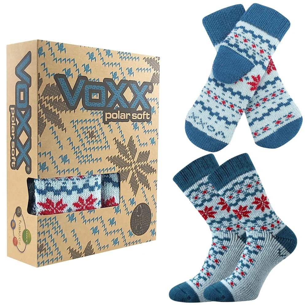 VOXX Sada zimních ponožek a pletených palčáků TRONDELAG SET s ionty stříbra AZUROVÉ