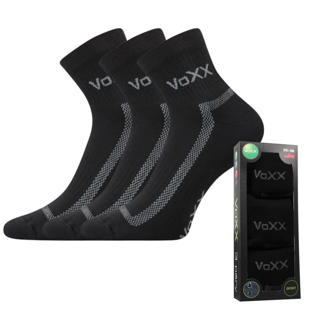 VOXX Ponožky sportovní CADDY B bavlněné 3pack ČERNÉ