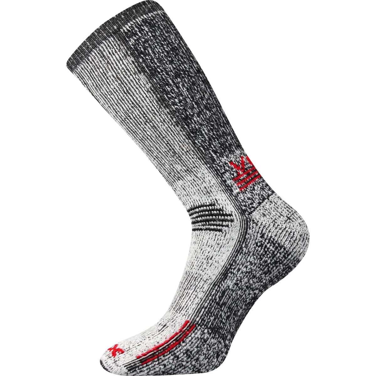 VOXX Ponožky zimní thermo ORBIT z merino vlny ŠEDÉ MELÉ S ČERVENOU