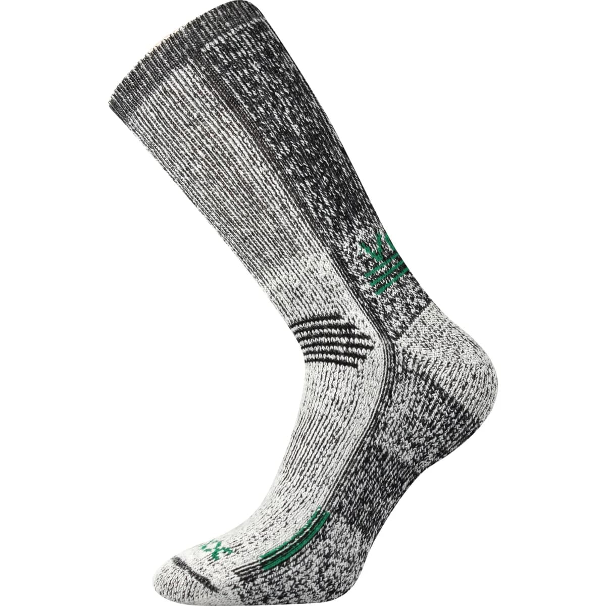 VOXX Ponožky zimní thermo ORBIT z merino vlny ŠEDÉ MELÉ SE ZELENOU