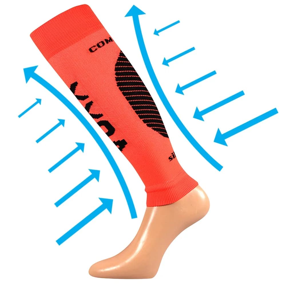VOXX Návleky na lýtko kompresní PROTECT s ionty stříbra NEON ORANŽOVÉ L-XL 111949