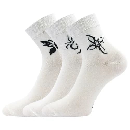 BOMA Ponožky dámské slabé TATOO letní MIX BÍLÉ (3 páry)