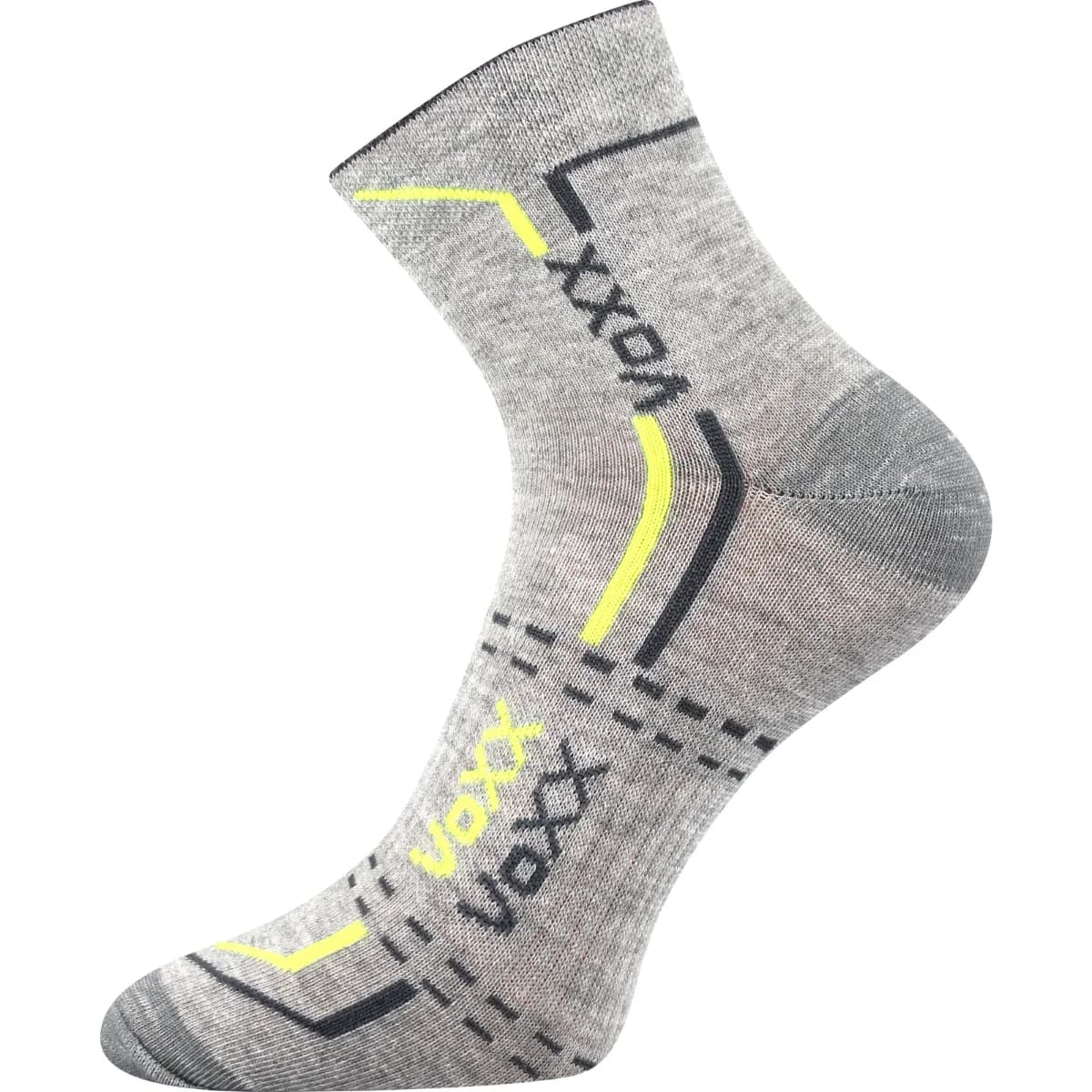 VOXX Ponožky bavlněné sportovní FRANZ 03 světle šedé melé se žlutou (3 páry) 39-42 113603
