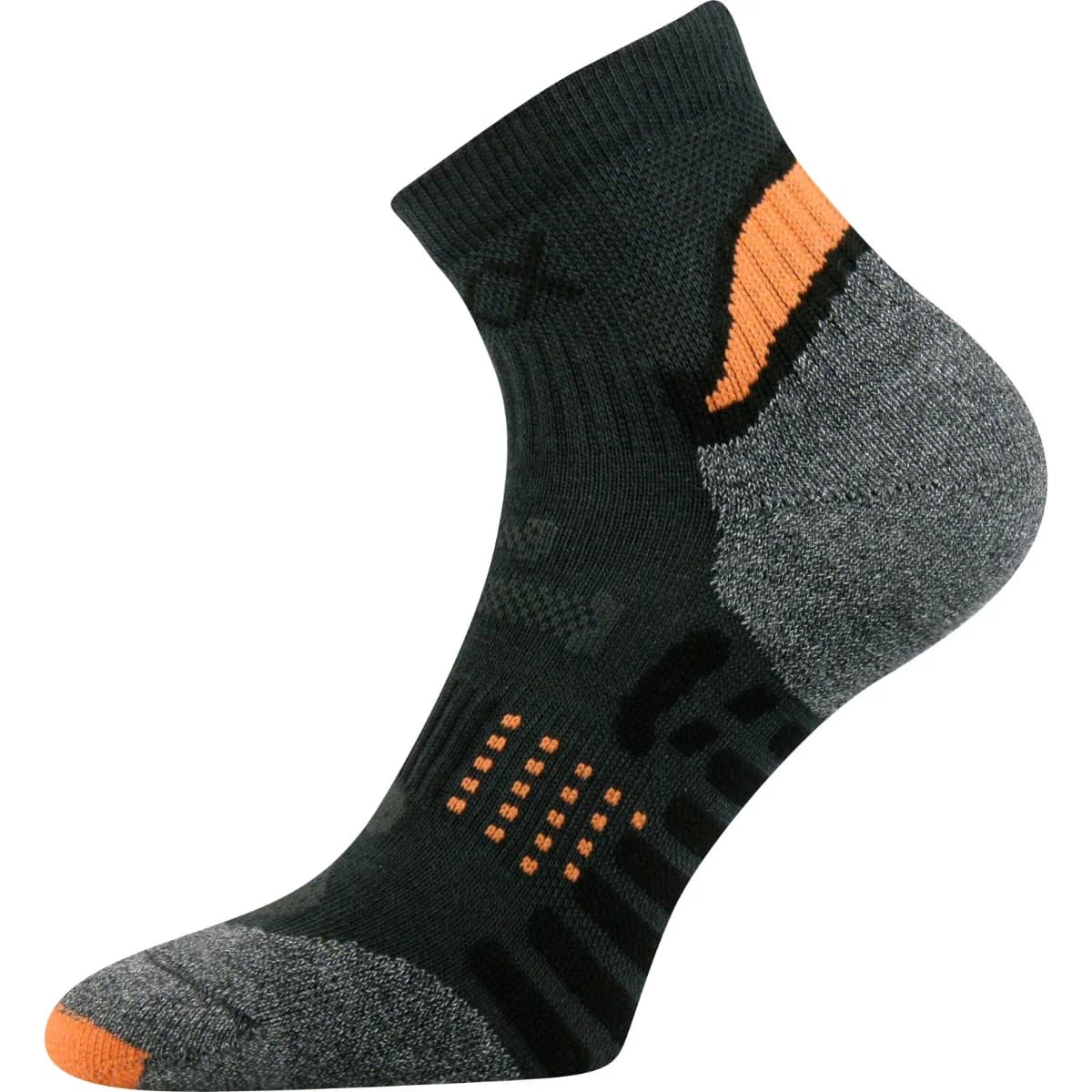 VOXX Ponožky sportovní s ionty stříbra INTEGRA anatomicky tvarované TMAVĚ ŠEDÉ S NEON ORANŽOVOU
