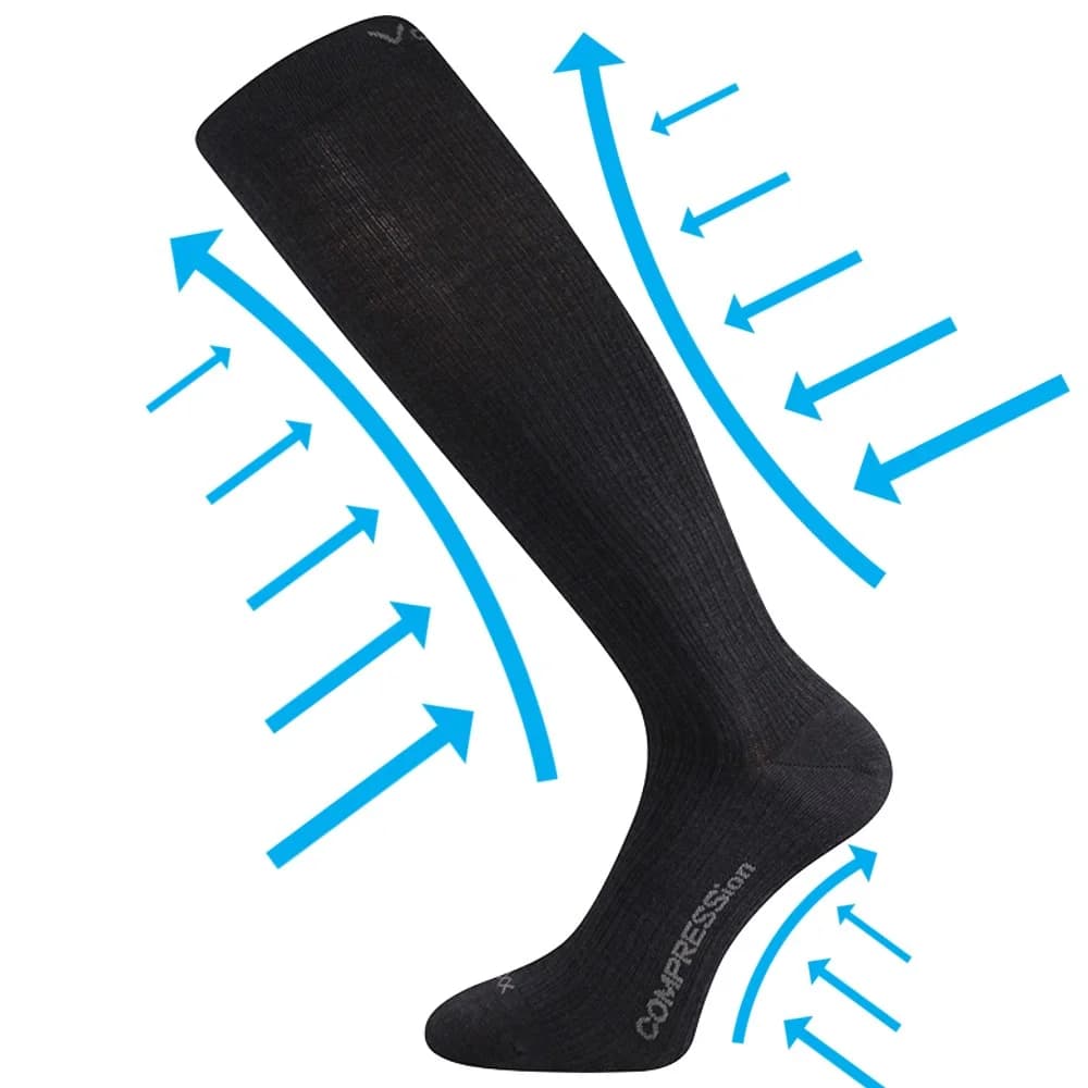VOXX Podkolenky kompresní slabé z merino WOOLAX s ionty stříbra ČERNÉ 35-38 114254