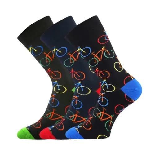 LONKA Ponožky unisex obrázkové DEBIKE s obrázky barevných kol (3 páry)