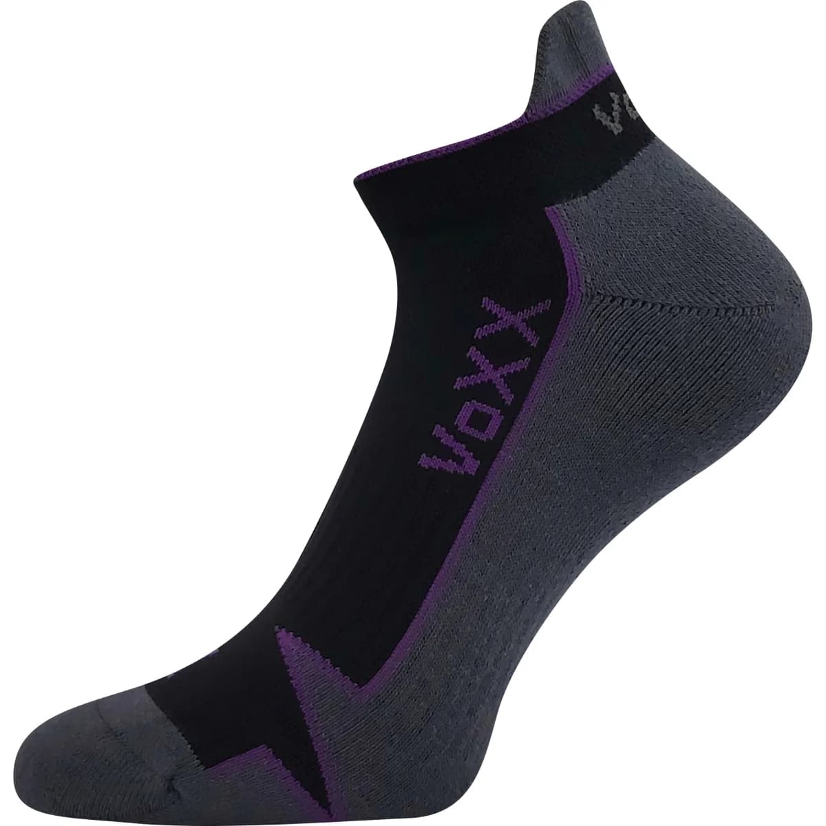 VOXX Ponožky bavlněné sportovní LOCATOR A černé s fialovou (3 páry) 39-42 118548