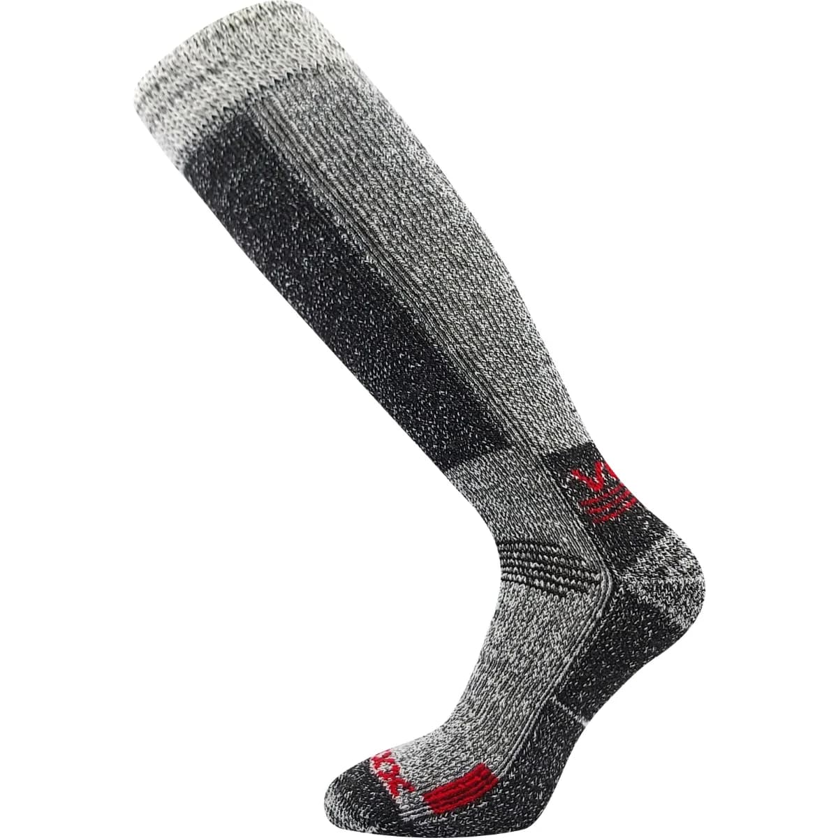 VOXX Podkolenky zimní thermo ORBIT z merino vlny ŠEDÉ MELÉ S ČERVENOU