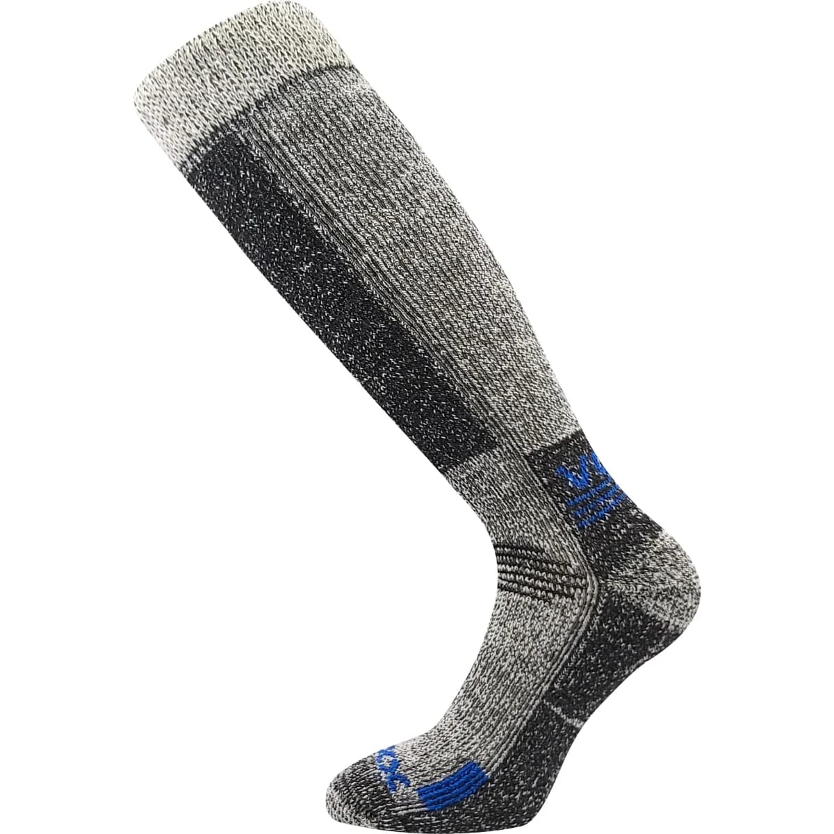 VOXX Podkolenky zimní thermo ORBIT z merino vlny ŠEDÉ MELÉ S MODROU