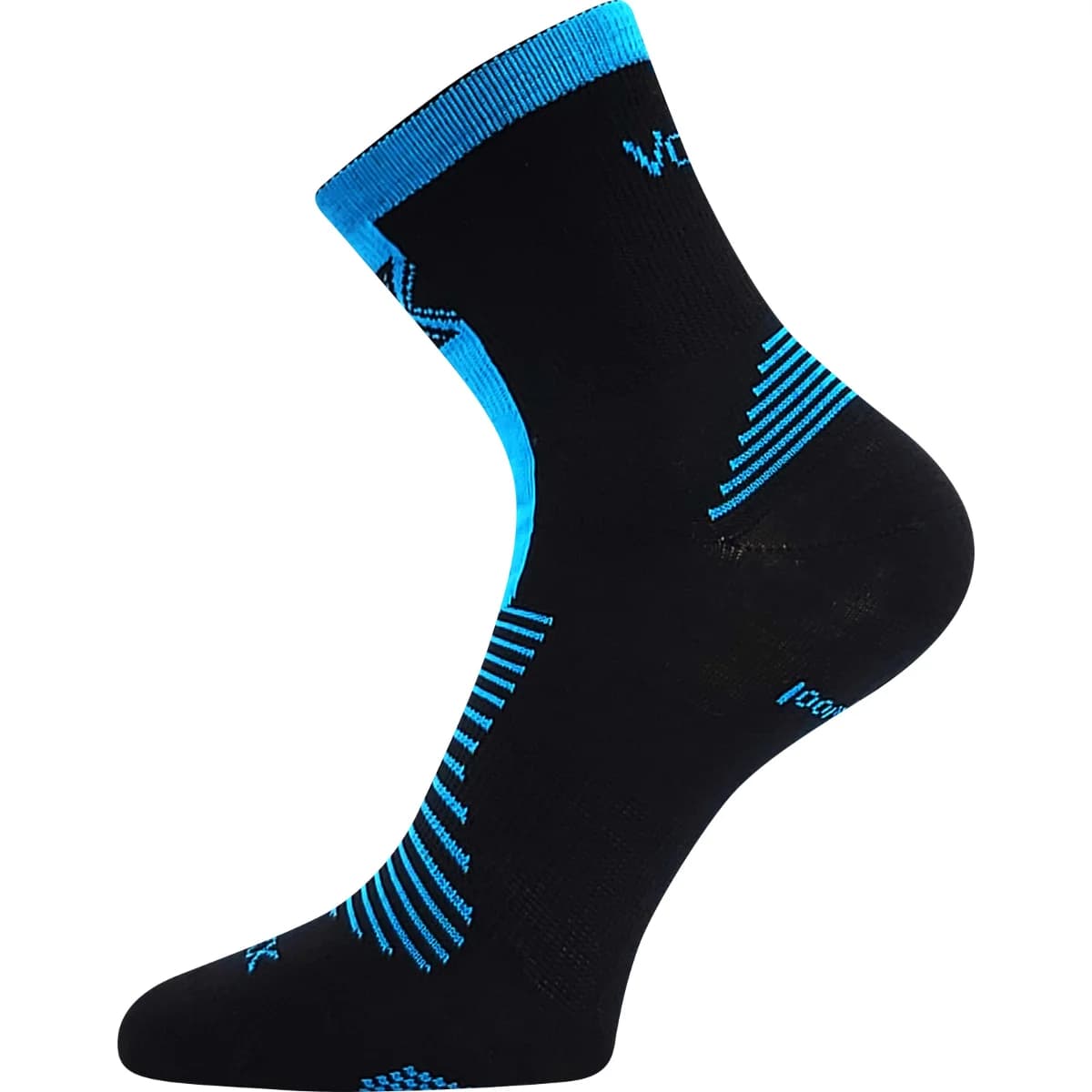 VOXX Ponožky slabé z merino WORALF s ionty stříbra ČERNÉ s neon tyrkysovou (3 páry) 35-38 124776