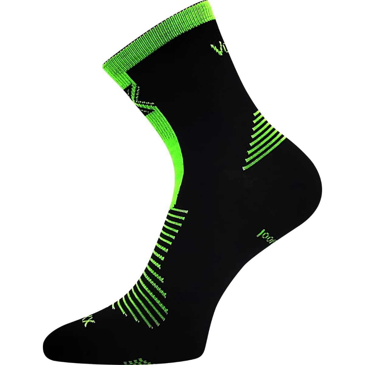 VOXX Ponožky slabé z merino WORALF s ionty stříbra ČERNÉ s neon zelenou (3 páry)