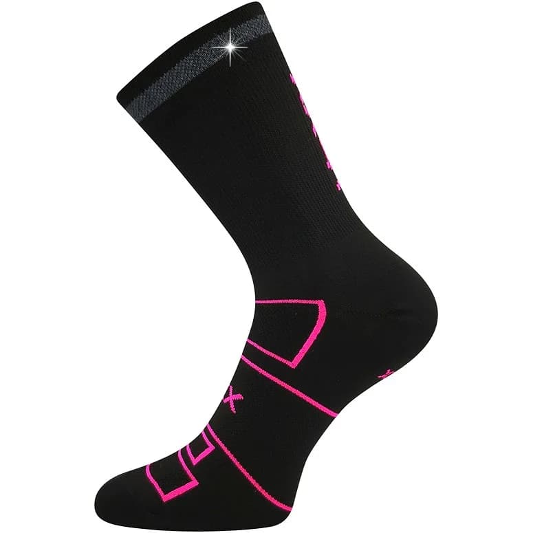 VOXX Ponožky sportovní REFLEXON s reflexním prvkem ČERNÉ s neon růžovou